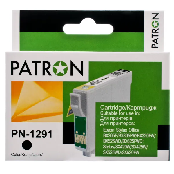 Картридж сумісний Epson T1291 (C13T12914011/C13T12914012) 440 арк, чорний Patron (PN-1291)