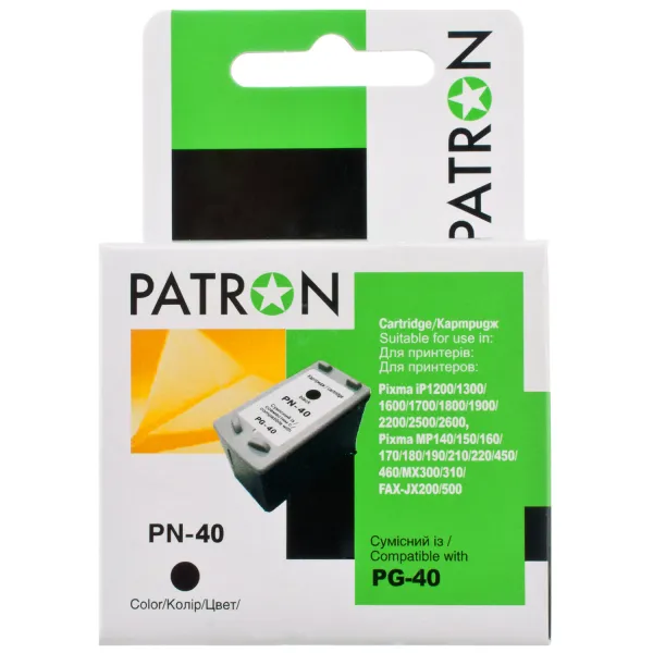 Картридж сумісний Canon PG-40XL (0615B001/0615B025) 450 арк, чорний Patron (PN-40XL)