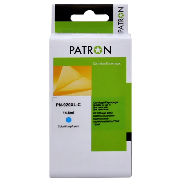 Картридж сумісний HP 920XL (CD972AE) 980 арк, блакитний Patron (PN-920XL-C)