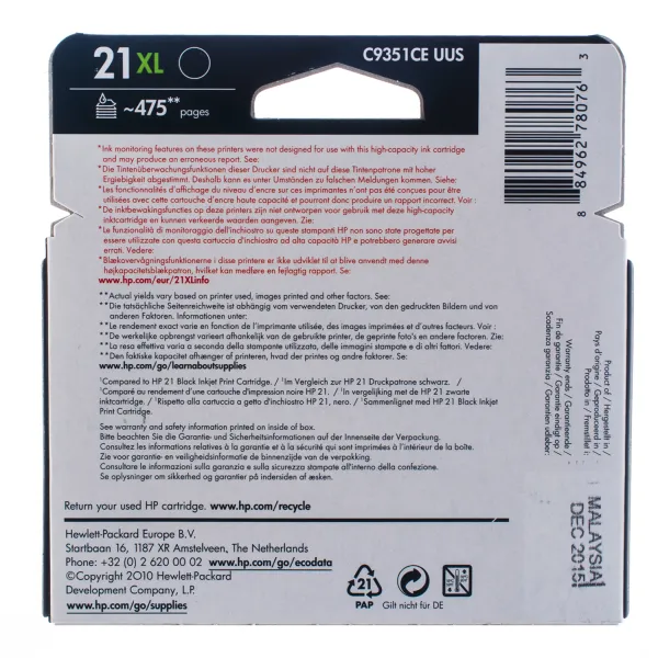 Картридж №21XL чорний HP (C9351CE) - Фото 3