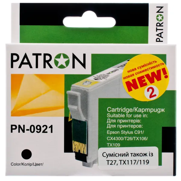 Картридж сумісний Epson T0921/T1081 (C13T10814A10) 260 арк, чорний Patron (PN-0921)