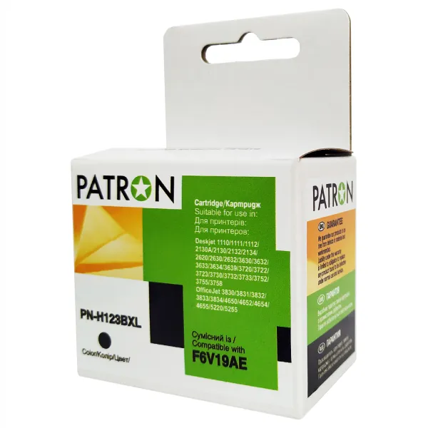 Картридж сумісний HP 123XL (F6V17AE/F6V19AE) 480 арк, чорний Patron (PN-H123BXL)
