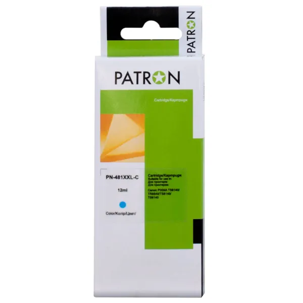 Картридж сумісний Canon CLI-481C XXL (1990C001) 820 арк, блакитний Patron (PN-481XXL-C)
