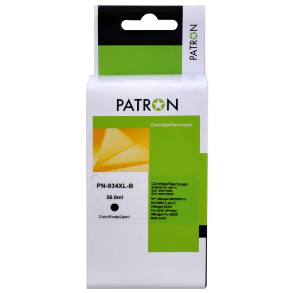 Картридж сумісний HP 934XL (C2P19AE/C2P23AE) 1300 арк, чорний Patron (PN-934XL-B)