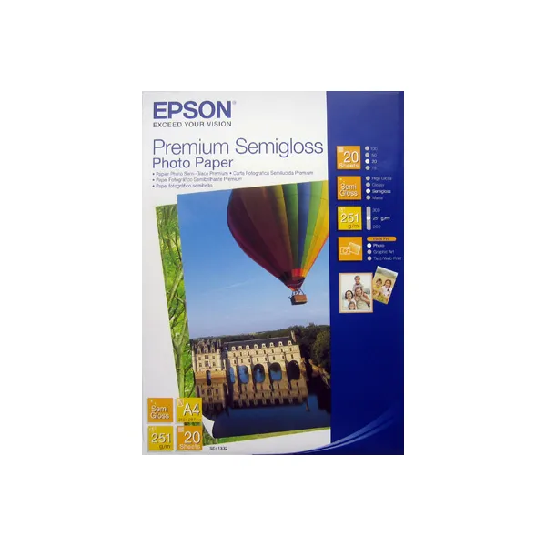 Фотопапір Premium Semigloss А4, 20 арк Epson (C13S041332)