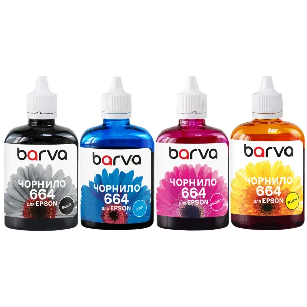 Комплект чорнил сумісних для Epson 664 спеціальні 4x90 г, водорозчинні, BK/C/M/Y Barva (E-L100-090-MP)