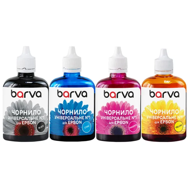 Комплект чорнил сумісних для Epson універсальні №1 4х90 г, водорозчинні, BK/C/M/Y Barva (EU1-090-MP)