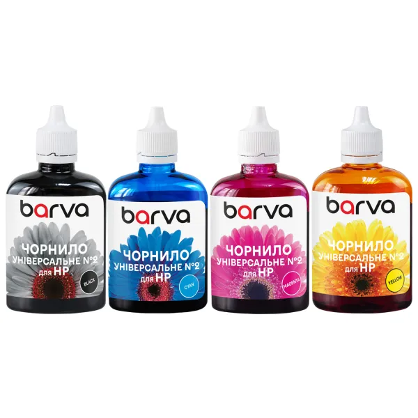 Комплект чорнил для HP універсальні №2 4х90 г, водорозчинні, BK/C/M/Y Barva (HU2-090-MP)