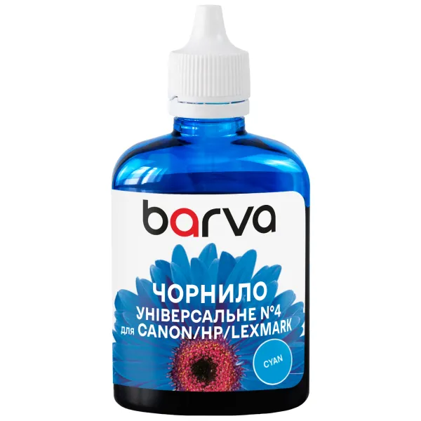 Чорнило для Canon/HP/Lexmark універсальне №4 90 г, водорозчинне, блакитне Barva (CU4-472) - Фото 1 