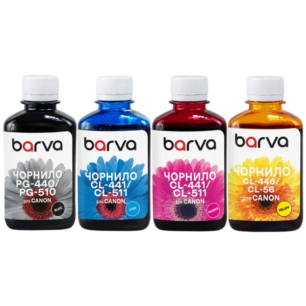Комплект чорнил сумісних для Canon PG-512BK + CL-513C/M/Y спеціальні 4х180 г, водорозчинні, BK/C/M/Y Barva (CPGI520-180-MP)