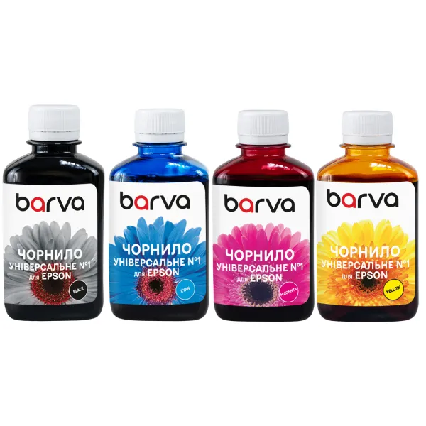 Комплект чорнил сумісних для Epson універсальні №1 4х180 г, водорозчинні, BK/C/M/Y Barva (EU1-180-MP)