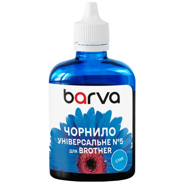 Чорнило для Brother універсальне №5 90 г, водорозчинне, блакитне Barva (BU5-480)