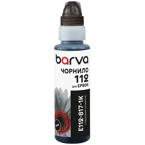 Чорнило сумісне для Epson 112 BK спеціальне 100 мл, флакон OneKey (1K), пігментне, чорне Barva (E112-817-1K)