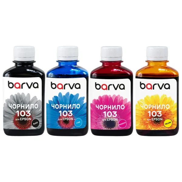 Комплект чорнил сумісних для Epson 103 спеціальні 4х180 мл, водорозчинні, BK/C/M/Y Barva (E103-180-MP)