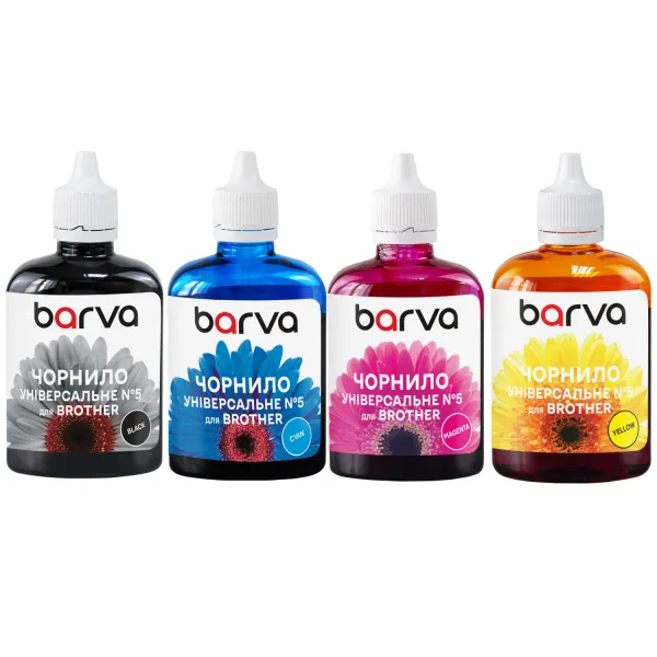 Комплект чорнил для Brother універсальні №5 4х90 г, водорозчинні, BK/C/M/Y Barva (BU5-090-MP)