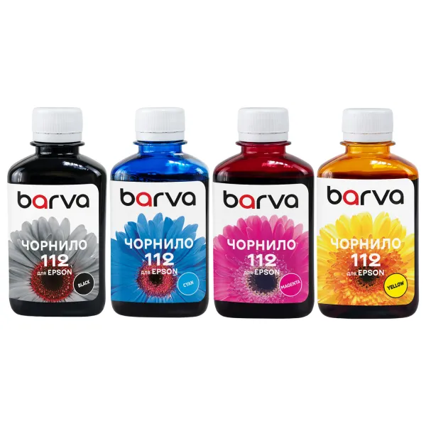 Комплект чорнил сумісних для Epson 112 спеціальні 4x180 мл, пігментне/водорозчинні, BK/C/M/Y Barva (E112-180-MP)
