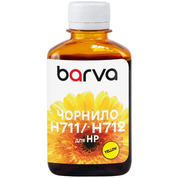 Чорнило для HP 711/712 Y спеціальне 180 мл, водорозчинне, жовте Barva (H711-860)