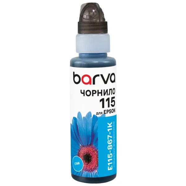 Чорнило сумісне для Epson 115 C спеціальне 100 мл, флакон OneKey (1K), водорозчинне, блакитне Barva (E115-867-1K)