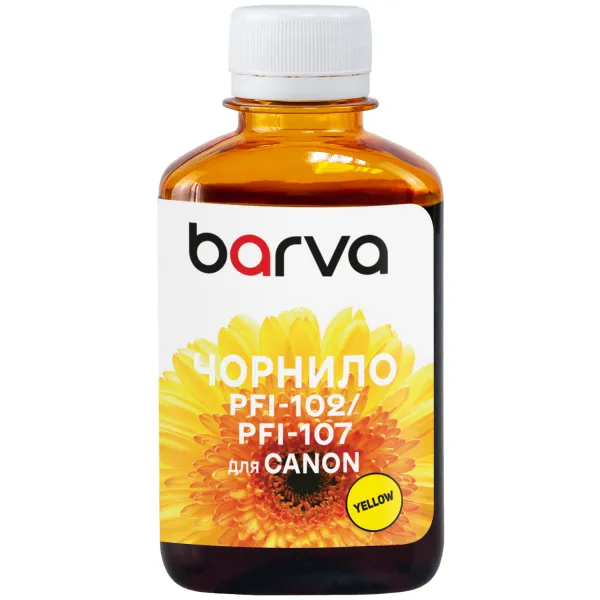 Чорнило для Canon PFI-102/PFI-107 Y спеціальне 180 мл, водорозчинне, жовте Barva (C107-887)