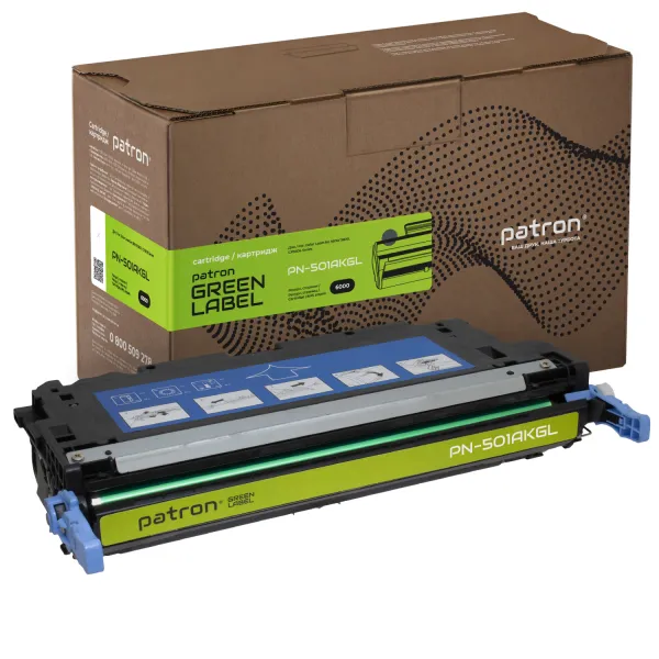 Картридж сумісний HP 501A (Q6470A) Green Label, чорний Patron (PN-501AKGL)