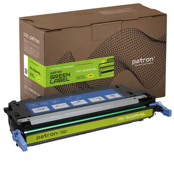 Картридж сумісний HP 502A (Q6472A) Green Label, жовтий Patron (PN-502AYGL)