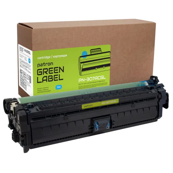 Картридж совместимый HP 307A (CE741A) голубой Green Label Patron (PN-307ACGL)