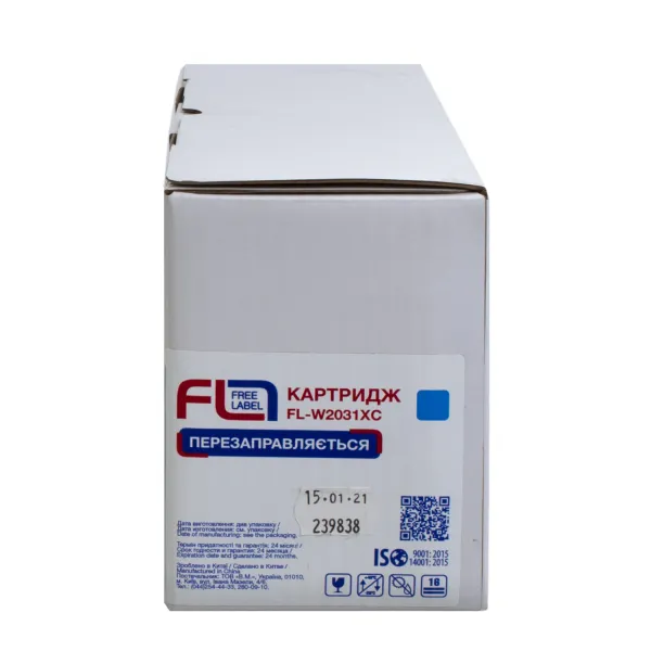 Картридж сумісний HP 415X (W2031X) блакитний, версія без чипа Free Label (FL-W2031XC) - Фото 3