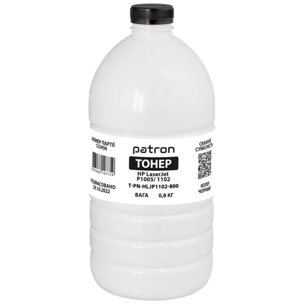 Тонер HP LJ P1005/P1102 флакон, 0,8 кг Patron (PN-HLJP1102-800)
