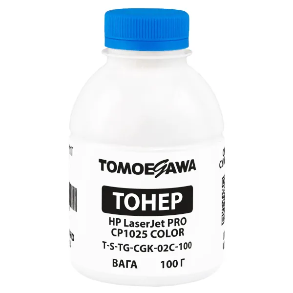 Тонер HP LaserJet Pro CP1025 color флакон, 100 г, голубой, химический Tomoegawa (TSM-CGK-02C-100)