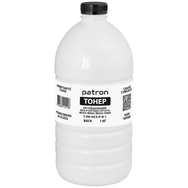 Тонер HP спеціальний HCS-P флакон, 1 кг, чорний Patron (PN-HCS-P-B-1)