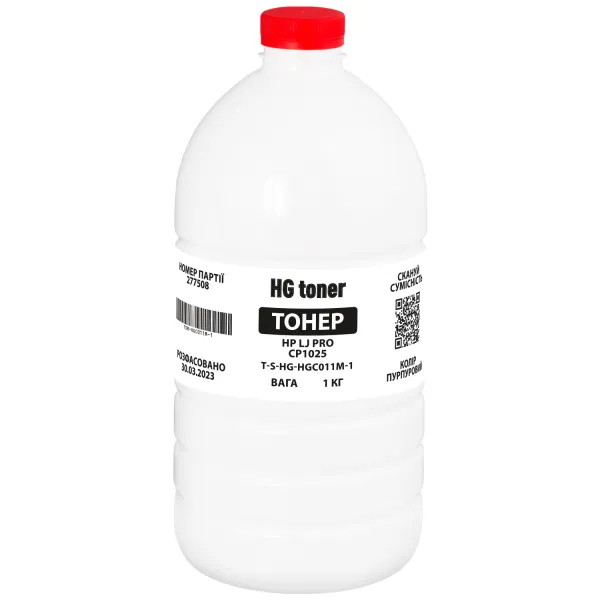 Тонер HP LJ Pro CP1025 флакон, 1 кг, пурпуровий HG toner (TSM-HGC011M-1)