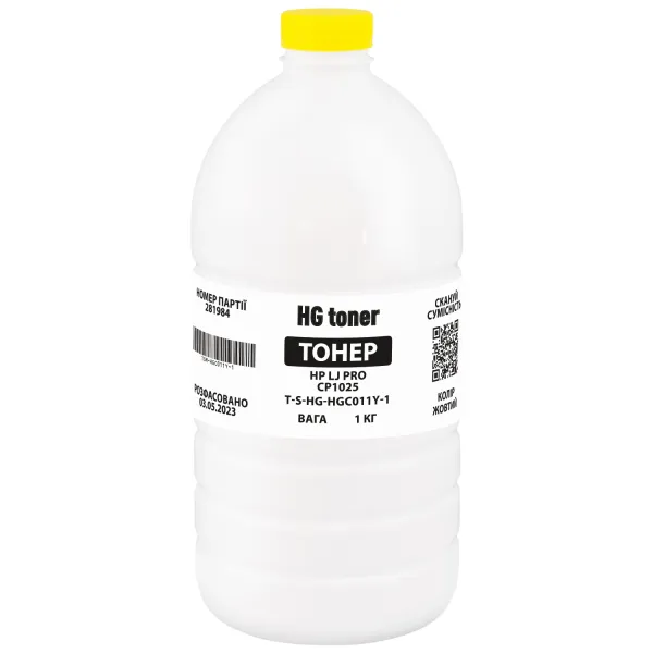 Тонер HP LJ Pro CP1025 флакон, 1 кг, жовтий HG toner (TSM-HGC011Y-1)
