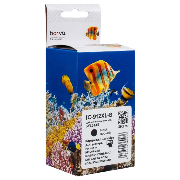 Картридж сумісний HP 912XL (3YL80AE/3YL84AE) 1100 арк, чорний Barva (IC-912XL-B)
