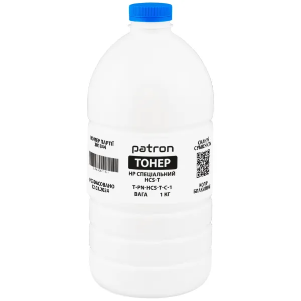 Тонер HP спеціальний HCS-T флакон, 1 кг, блакитний Patron (PN-HCS-T-C-1)