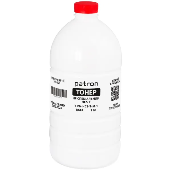 Тонер HP спеціальний HCS-T флакон, 1 кг, пурпуровий Patron (PN-HCS-T-M-1)