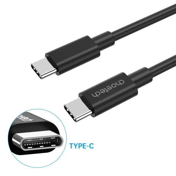 Кабель Type-C 2.0 - Type-C 3A, 2 м чорний Choetech (CC0003)