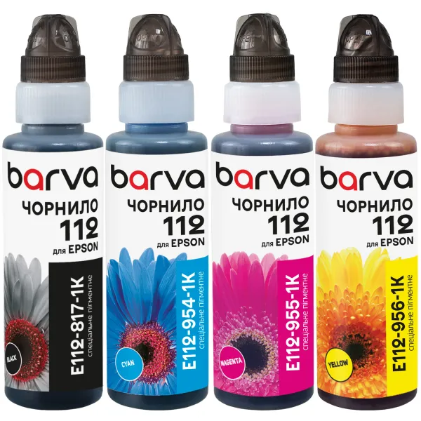 Комплект чорнил сумісних для Epson 112 спеціальні 4x100 мл, флакон OneKey (1K), пігментні, BK/C/M/Y Barva (E112-1K-2MP)