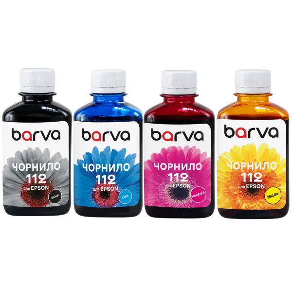 Комплект чорнил сумісних для Epson 112 спеціальні 4x180 мл, пігментні, BK/C/M/Y Barva (E112-180-2MP)