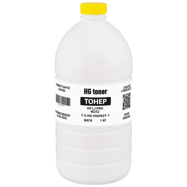 Тонер HP LJ Pro M252 флакон, 1 кг, жовтий HG toner (TSM-HGH02Y-1)