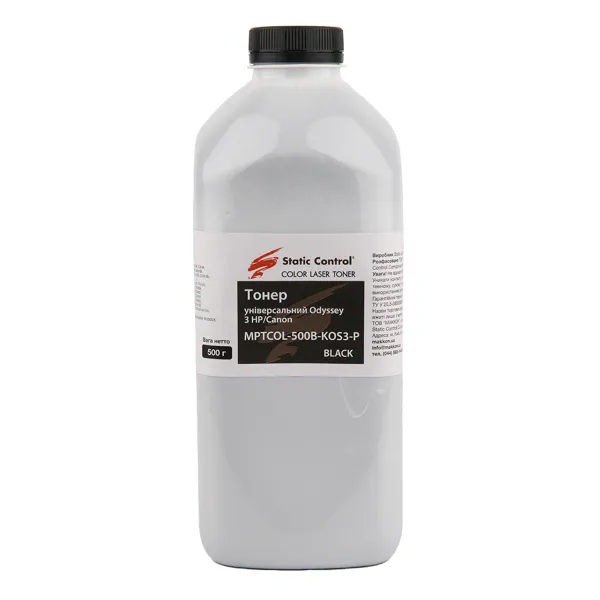 Тонер HP универсальный MPTCOL3 флакон, 500 г, черный SCC (MPTCOL-500B-KOS3-P)