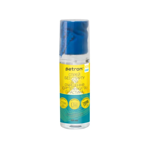 Набор для очищення оргтехніки та пластика 2в1 (Спрей 120 мл + Серветка) Patron (F3-025)