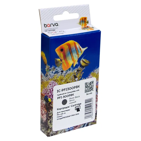Картридж сумісний Canon PFI-300PBK (4193C001) 303 арк, фото чорний Barva (IC-PFI300PBK)