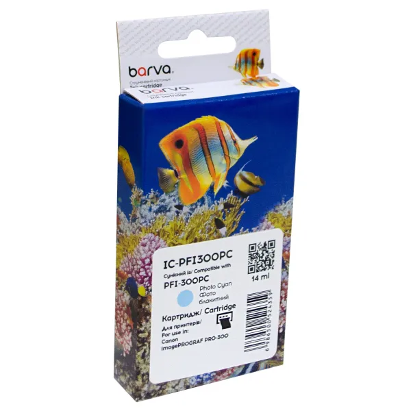 Картридж сумісний Canon PFI-300PC (4197C001) 625 арк, фото блакитний Barva (IC-PFI300PC)