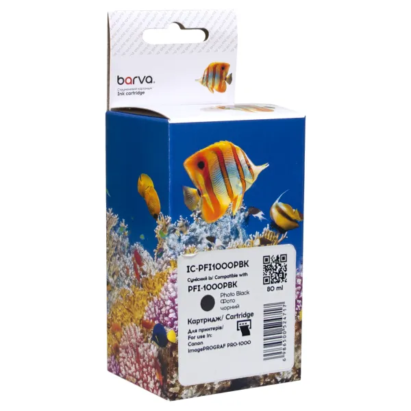 Картридж сумісний Canon PFI-1000PBK (0546C001) 80 мл, фото чорний Barva (IC-PFI1000PBK)