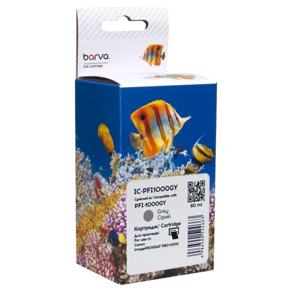 Картридж сумісний Canon PFI-1000GY (0552C001) 80 мл, сірий Barva (IC-PFI1000GY)