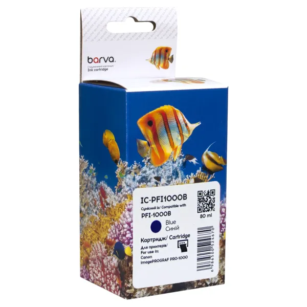 Картридж сумісний Canon PFI-1000B (0555C001) 80 мл, синій Barva (IC-PFI1000B)