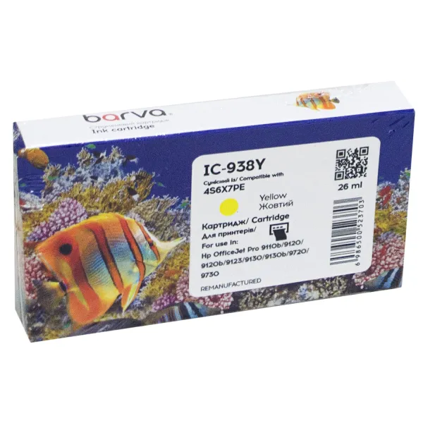 Картридж сумісний HP 938 (4S6X7PE) 800 арк, жовтий Barva (IC-938Y)