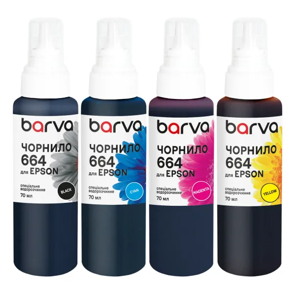 Комплект чорнил для Epson 664 спеціальні 4x70 мл, водорозчинні, BK/C/M/Y Barva (E664-070-MP)
