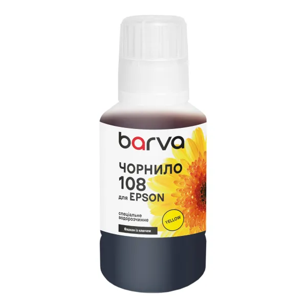 Чорнило для Epson 108 Y спеціальне 140 мл, OneKey, водорозчинне, жовте Barva (E108-1012)