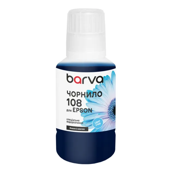 Чорнило для Epson 108 LC спеціальне 140 мл, OneKey, водорозчинне, світло-блакитне Barva (E108-1013)